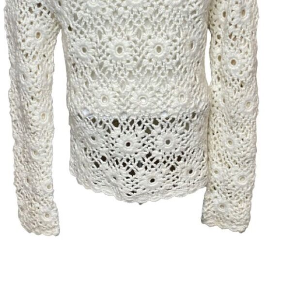Express cream hand knit formal crochet wool blend sweater size M - Picture 16 of 16